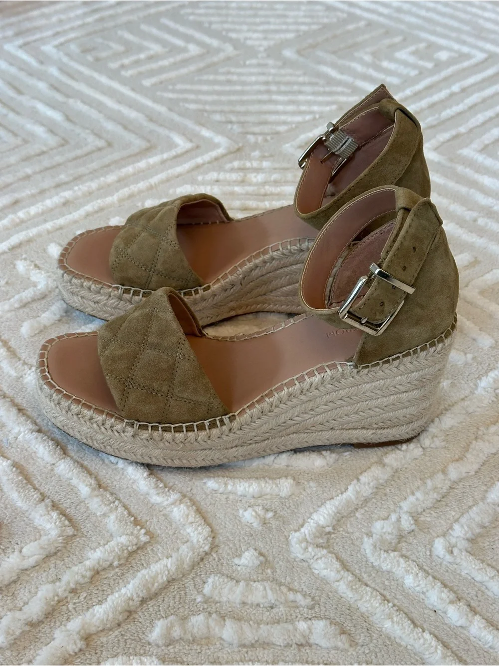 Nordstrom Carmen Olive Green Espadrille Wedge Sandals Boho Coastal Resort Size 6